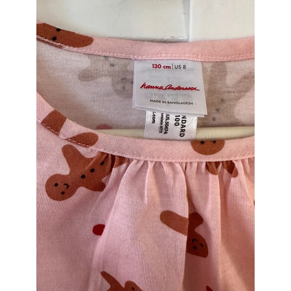 Hanna Andersson Size 130 7/8‎ Pink Gingerbread Nightgown